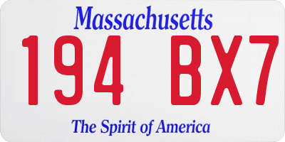 MA license plate 194BX7