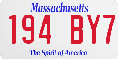 MA license plate 194BY7