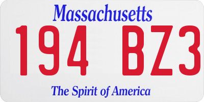 MA license plate 194BZ3