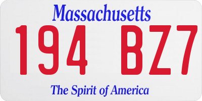 MA license plate 194BZ7