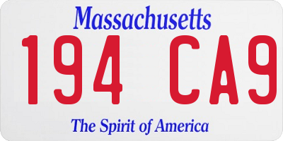 MA license plate 194CA9
