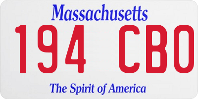 MA license plate 194CB0