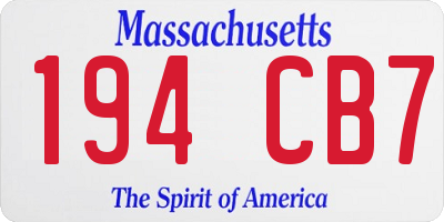 MA license plate 194CB7