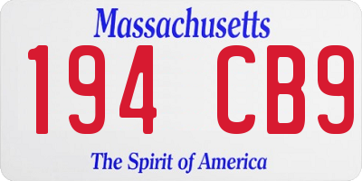 MA license plate 194CB9