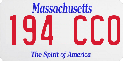 MA license plate 194CC0