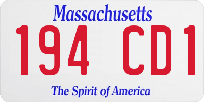MA license plate 194CD1