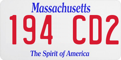 MA license plate 194CD2