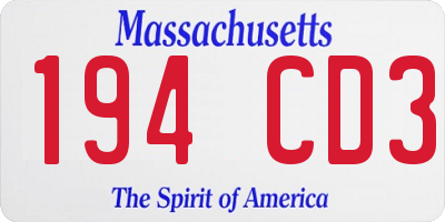 MA license plate 194CD3