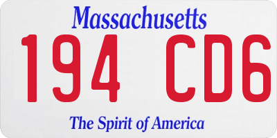 MA license plate 194CD6
