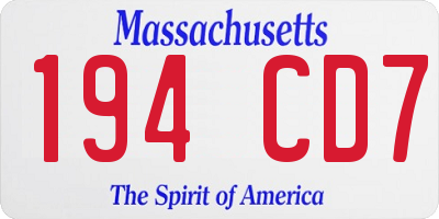 MA license plate 194CD7