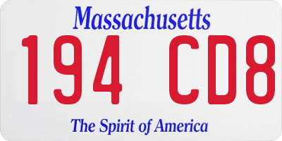 MA license plate 194CD8