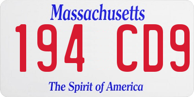 MA license plate 194CD9