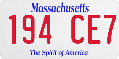MA license plate 194CE7