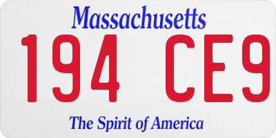 MA license plate 194CE9