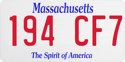 MA license plate 194CF7