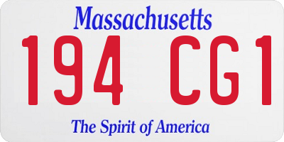MA license plate 194CG1