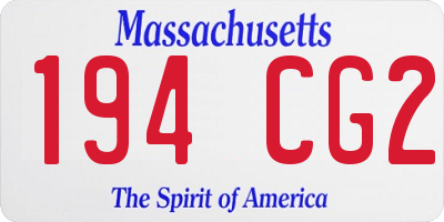 MA license plate 194CG2