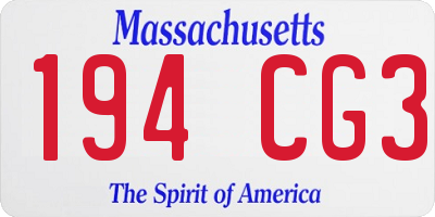 MA license plate 194CG3