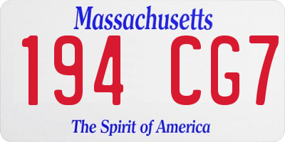 MA license plate 194CG7
