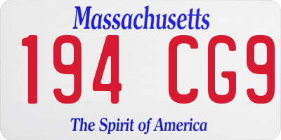 MA license plate 194CG9