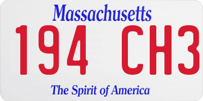MA license plate 194CH3