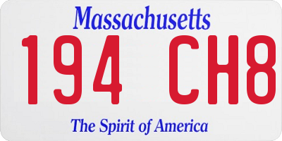 MA license plate 194CH8