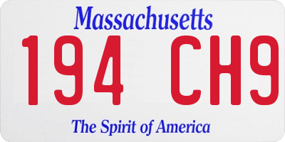 MA license plate 194CH9