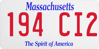 MA license plate 194CI2
