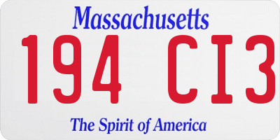 MA license plate 194CI3