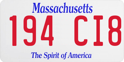 MA license plate 194CI8