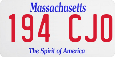 MA license plate 194CJ0