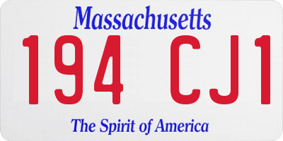 MA license plate 194CJ1