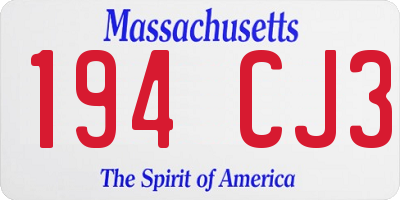 MA license plate 194CJ3