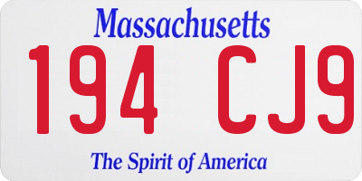 MA license plate 194CJ9