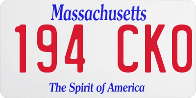 MA license plate 194CK0