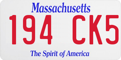 MA license plate 194CK5