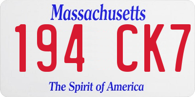 MA license plate 194CK7