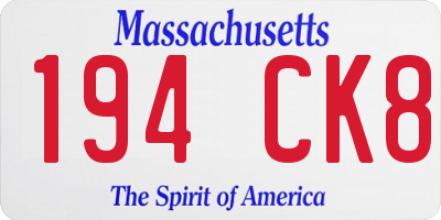 MA license plate 194CK8