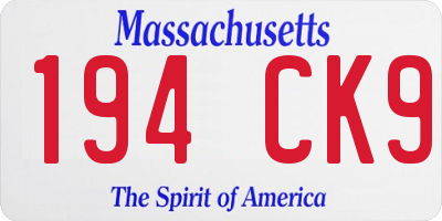 MA license plate 194CK9