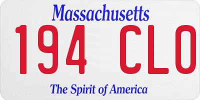 MA license plate 194CL0