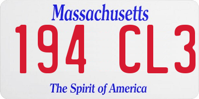 MA license plate 194CL3