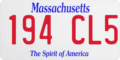 MA license plate 194CL5