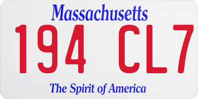 MA license plate 194CL7