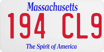 MA license plate 194CL9
