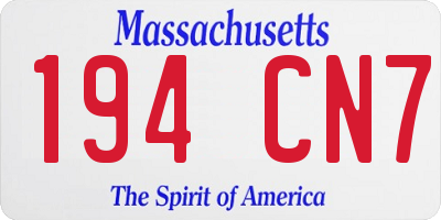 MA license plate 194CN7