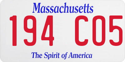 MA license plate 194CO5