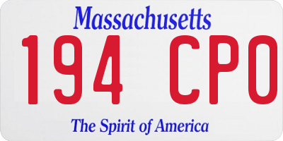 MA license plate 194CP0