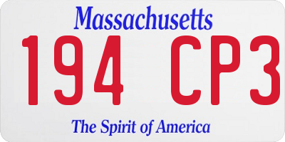 MA license plate 194CP3