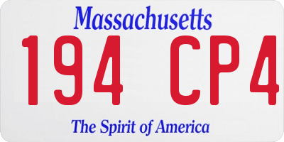 MA license plate 194CP4