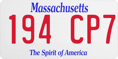 MA license plate 194CP7
